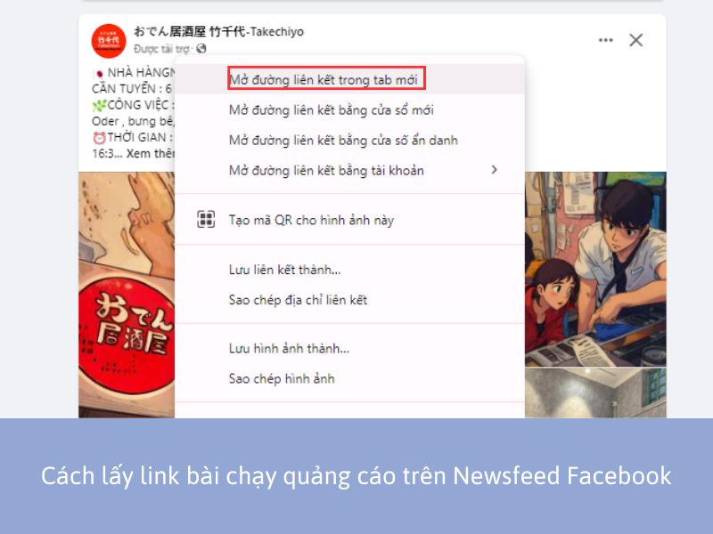 Cách lấy link bài chạy quảng cáo trên Newsfeed Facebook