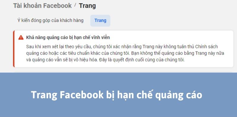 Trang Facebook bị hạn chế quảng cáo - lỗi quảng cáo Facebook không được phê duyệt 