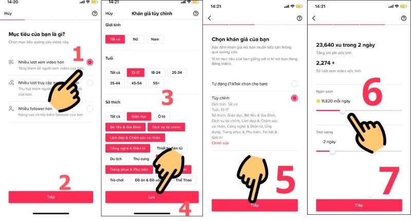 Bước 4: Cài đặt quảng cáo video trên tiktok 